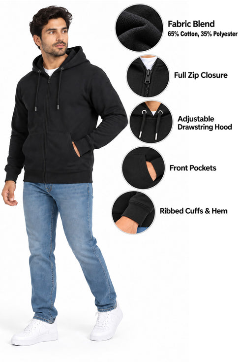 Men's Cotton Blend Zipper Hoodie