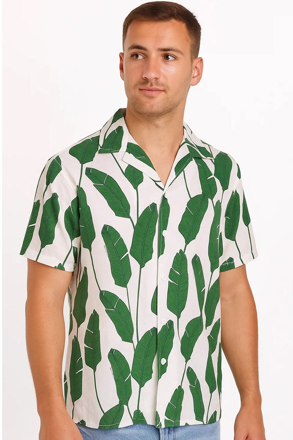 Mens Green Leaf Hawaiian Shirts