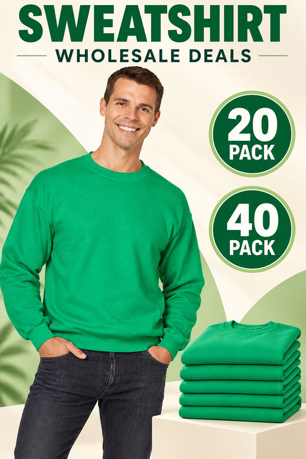 Mens Plain Crew Neck Sweatshirt - 20/40 Pack - From £1.00 Per Unit