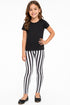 Kids Black and White Striped Leggings | Halloween Costume Tights - 2/4 Pack