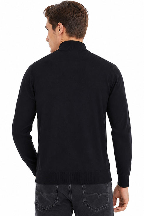 Mens Quarter Zip Funnel Neck Jumper