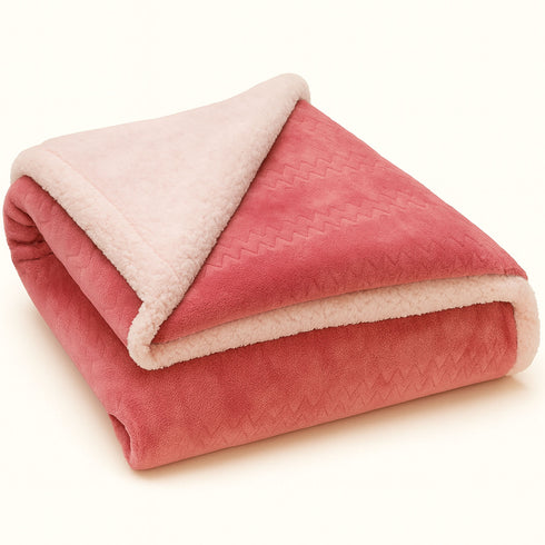 Reversible Sherpa Fleece Blanket | Plush Sofa & Bed Throw