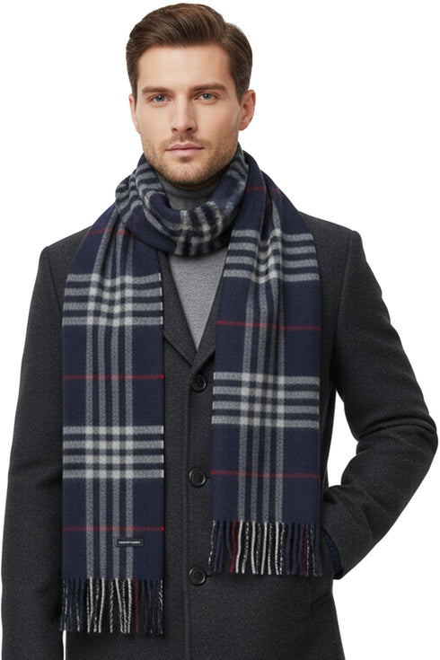 Long Wool Blend Muffler Scarf for Winter – Unisex Check Styles