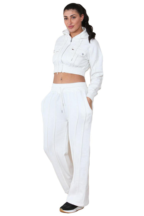 Women Zipper Crop Top Tracksuit