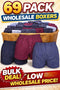 Men's Boxer Shorts – 69 Pack Bulk | Wholesale Cotton Underwear - From £0.33 Per Unit