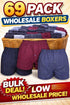 Men's Boxer Shorts – 69 Pack Bulk | Wholesale Cotton Underwear - From £0.33 Per Unit