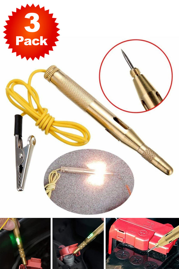 3 Pack Automotive Circuit Tester Probes with LED & Crocodile Clip