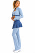 3 Piece Women’s Active-wear Set with Zip Jacket, Sports Bra & Skirt Leggings