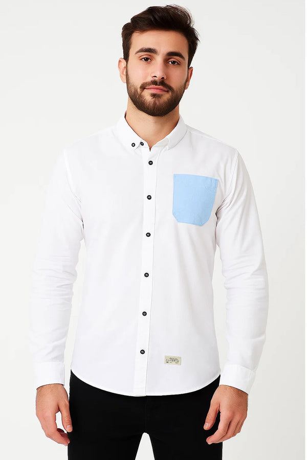 Men's Denim Shirt – 100% Cotton Long Sleeve Casual Shirt