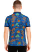 Men’s Blue Polo Shirt with Dragon & Tropical Floral Print – Stylish Casual Wear
