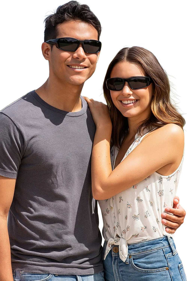 Wraparound Black Sunglasses – UV400 Sport Shades with Dark Lenses for Driving & Outdoor Activities