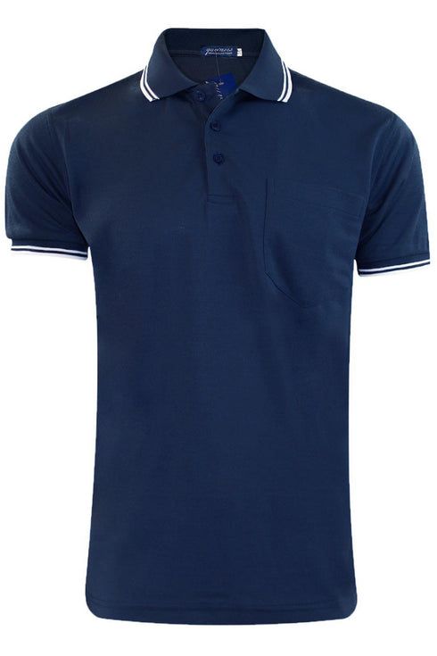 4 Pack Mens Double Tip Collared Pocket Polo