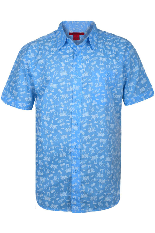 Mens Sky Blue Hawaiian Shirt