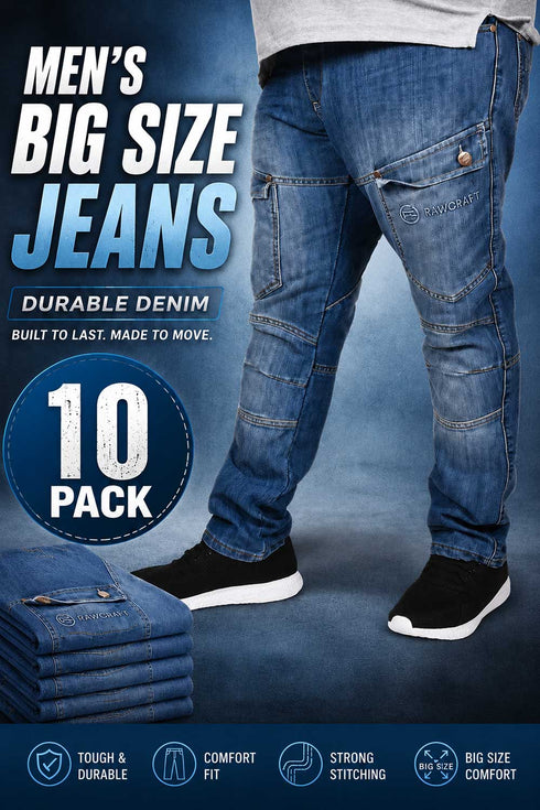 10 Pack Men's Raptor Plus Size Jeans - From £4.99 Per Unit