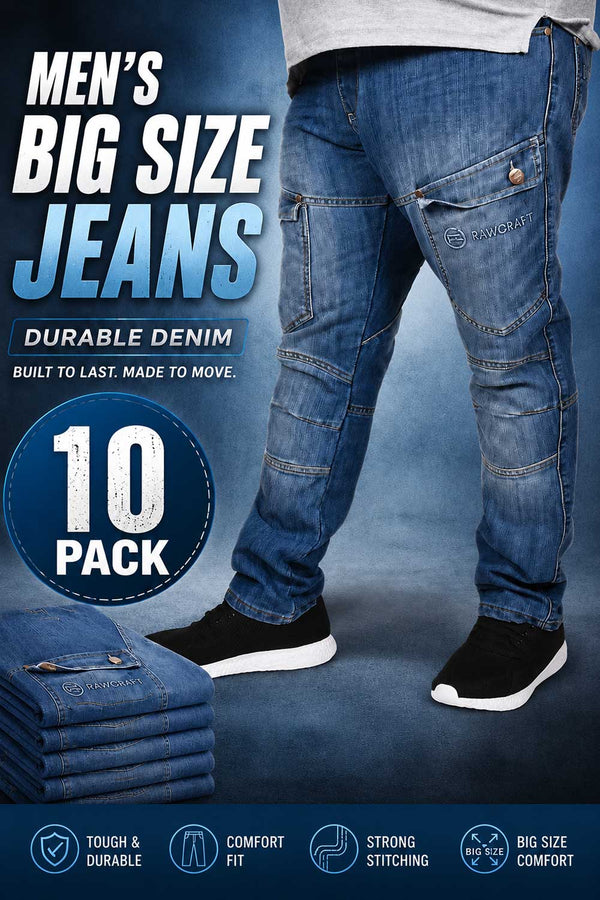 10 Pack Men's Raptor Plus Size Jeans - From £4.99 Per Unit