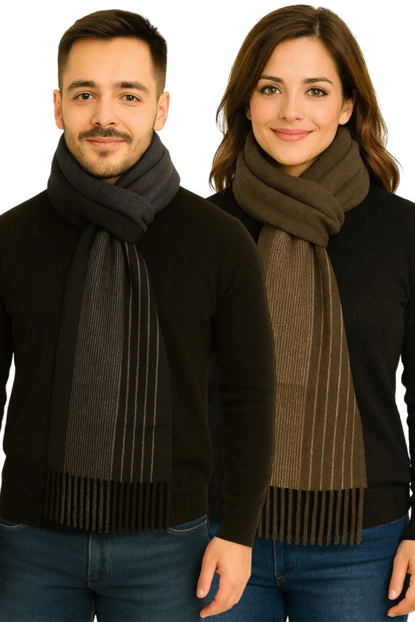 Unisex Wool Blend Check Muffler Scarf – Soft Knit Winter Wrap