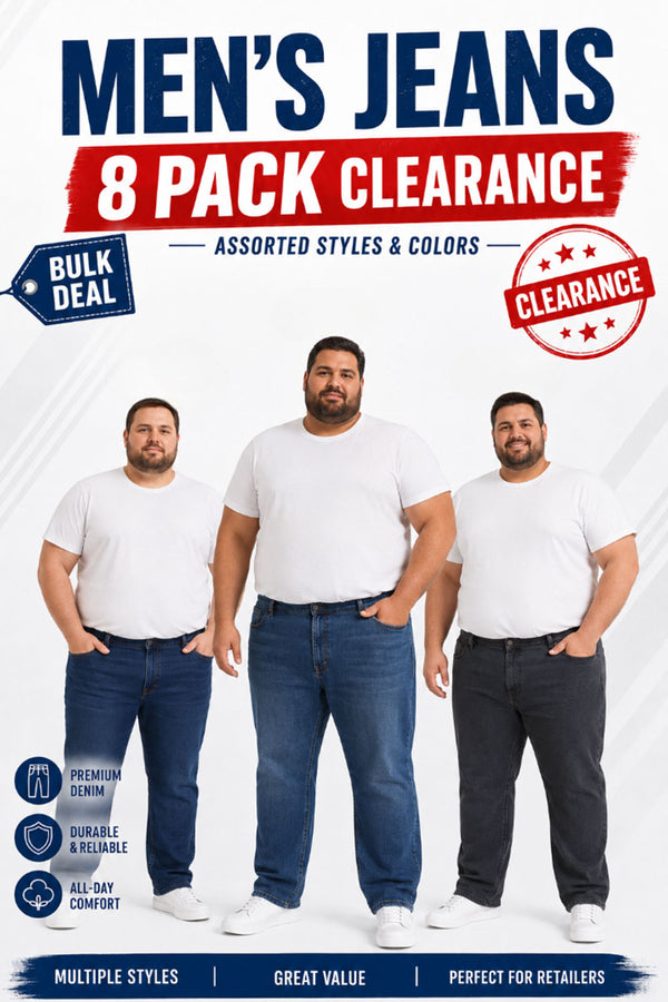 Men’s Jeans 8 Pack Clearance Assorted Styles & Colours - From £4.49 Per Unit