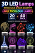Wholesale 3D LED Lamps – 20 Pack or 40 Pack Assorted Acrylic Night Lights - From £2.24 Per Unit
