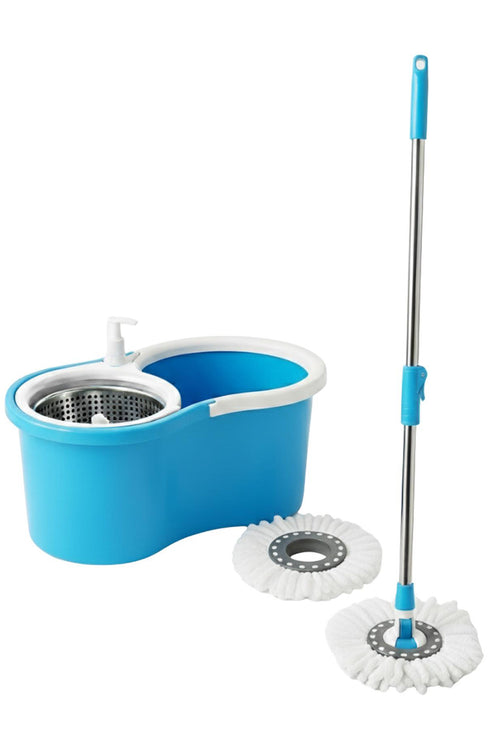 360° Spin Mop with Bucket & 2 Mop Heads | Self-Wringing Floor Cleaning Set
