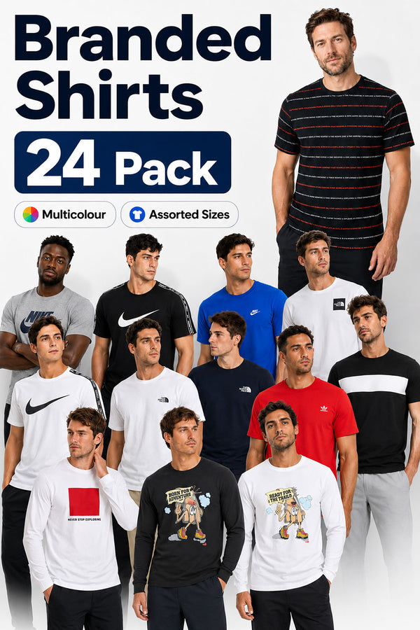 24 Pack Men’s Branded Shirts | Assorted Sizes & Colours