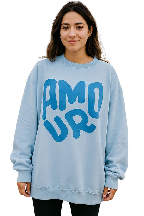 Womens Oversized Printed Sweatshirt – Baggy Comfort Fit, Front Print, Long Sleeve Jumper