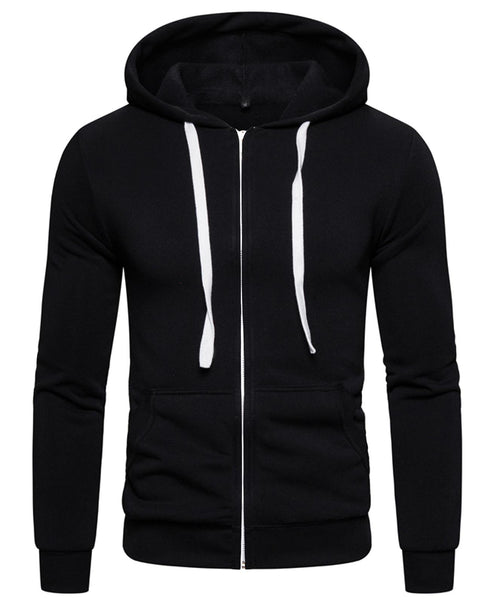 Mens Plain Fleece Zip Up Hoodie With Free Same Cord
