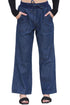 Women’s Blue Wide Leg Denim Jeans with Drawstring Waist