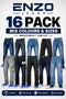 16 Pack Enzo Men’s Jeans Wholesale Mixed Colours & Sizes - From £9.37 Per Unit