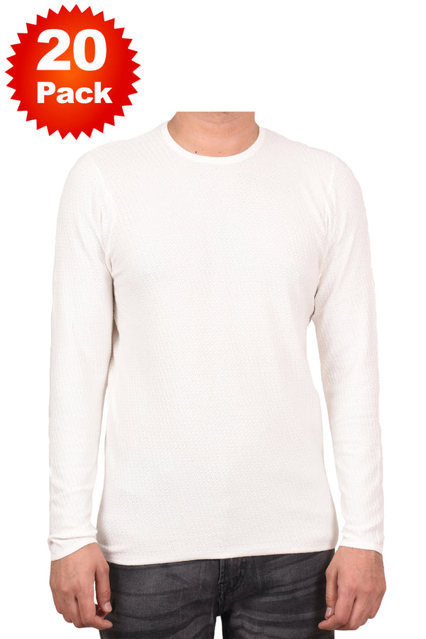 Men's White Cotton Pullover Jumper - 20 Pack