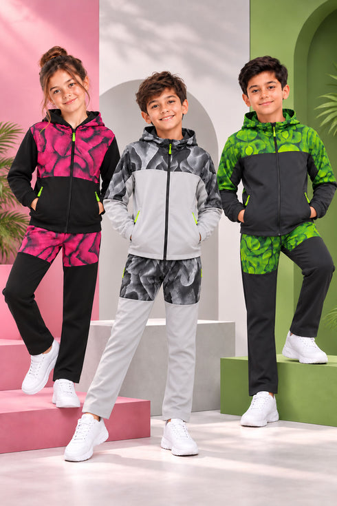 Kid's Printed Tracksuit Set, Hoodie and Joggers