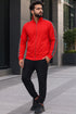 Men’s Red Full Zip Jumper with Contrast Sleeve Tape - L