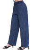 Women’s Blue Wide Leg Denim Jeans with Drawstring Waist