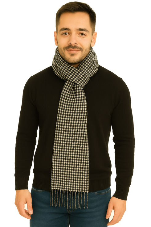 Unisex Winter Muffler Wool Blend – Long Knit Check Scarf