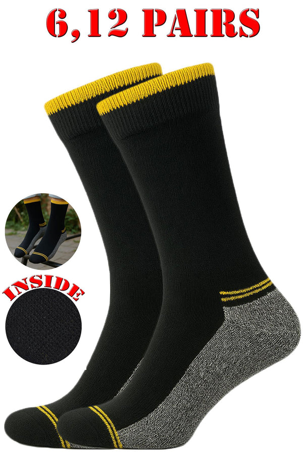 Men's Thermal Work Socks – Thick, Warm & Cushioned (6 or 12 Pairs)