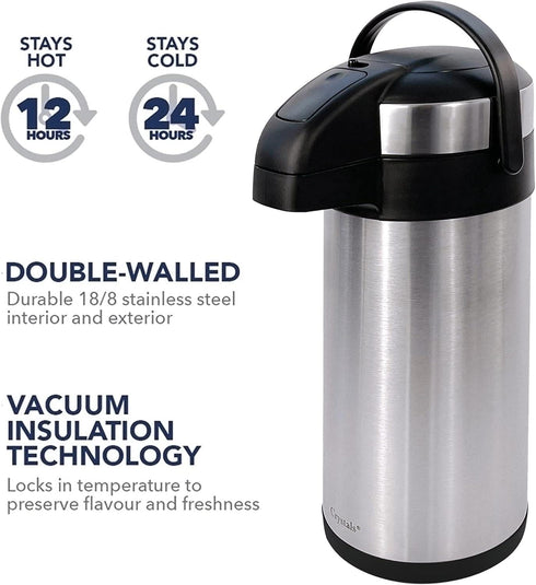 Stainless Steel Airpot Flask – Hot Drink Dispenser 2L & 5L