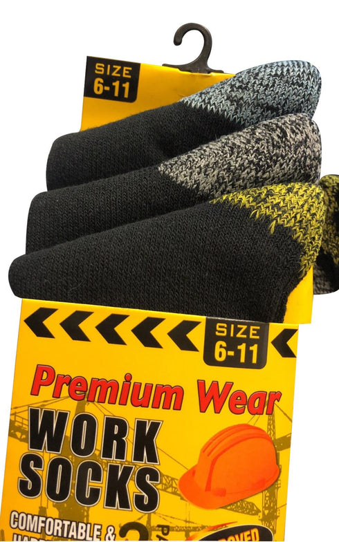 Men's Premier Work Socks – Heavy Duty, Cushioned, Antibacterial, Multi-Pack