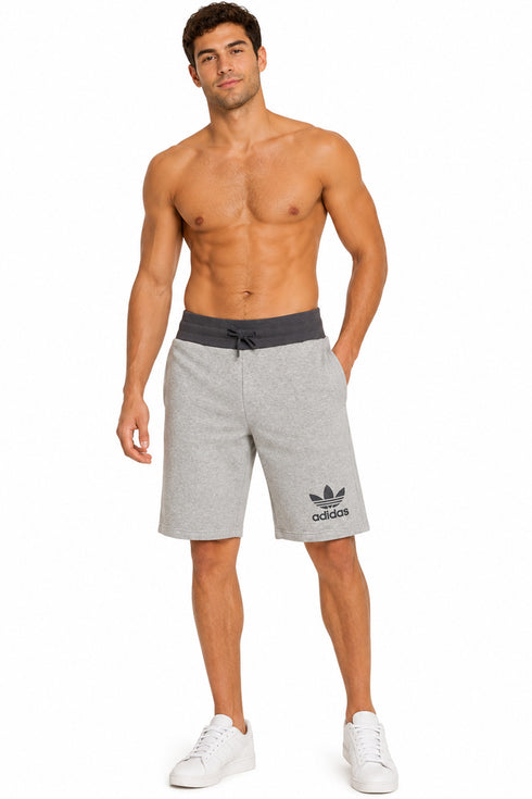 Branded Men’s Grey Jersey Shorts with Logo Print