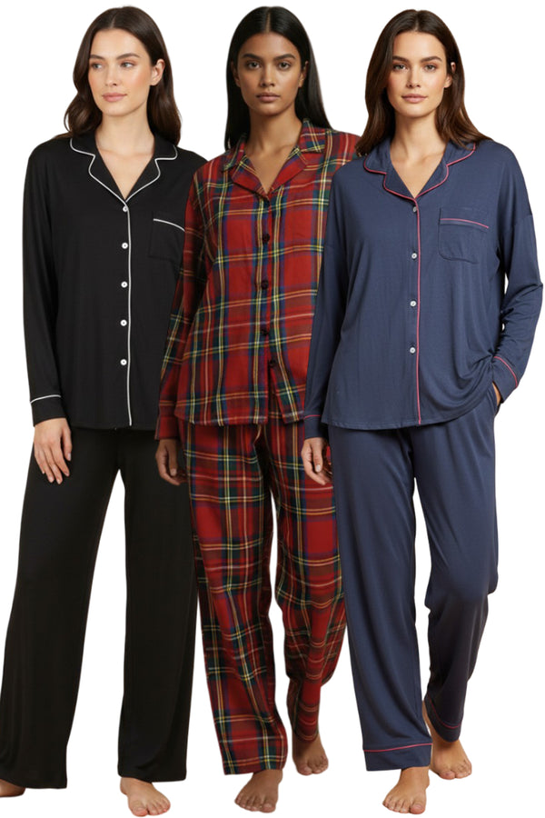 Women’s Long Sleeve Pyjama Set – Silk Satin Fabric Sleepwear