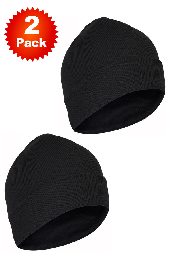 Unisex Winter Slouch Beanie Hat - 1/2 Pack