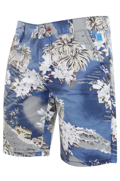 Men’s Tropical Floral Print Casual Lounge Shorts – Blue Island Vibes