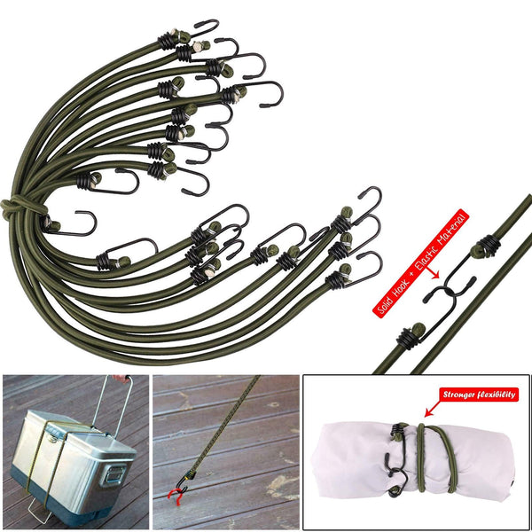 Bungee Cords With Hooks - 12/24 Pieces