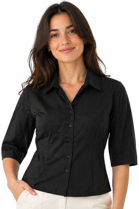 17 Pack Women’s Black Dress Shirt – Bulk Office Shirts for Work & Uniform - From £1.99 Per Unit