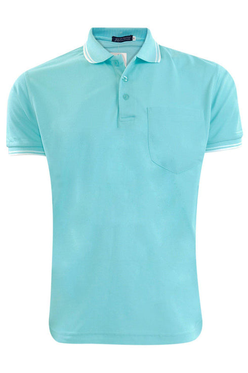 4 Pack Mens Double Tip Collared Pocket Polo