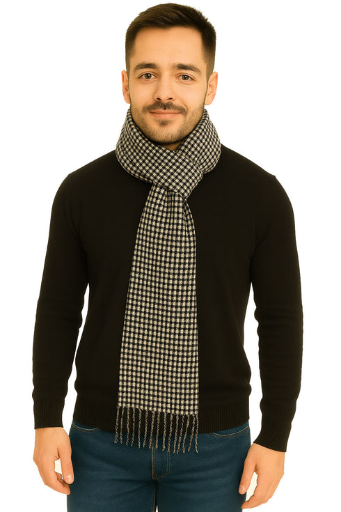 Unisex Winter Muffler Wool Blend – Long Knit Check Scarf