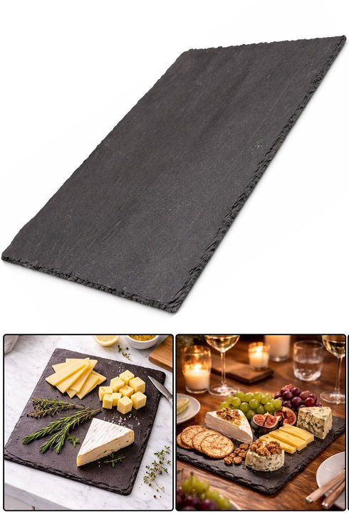 Natural Slate Cheese Board Serving Platter for Cheese, Charcuterie & Kitchen Display - 2/4 Pack