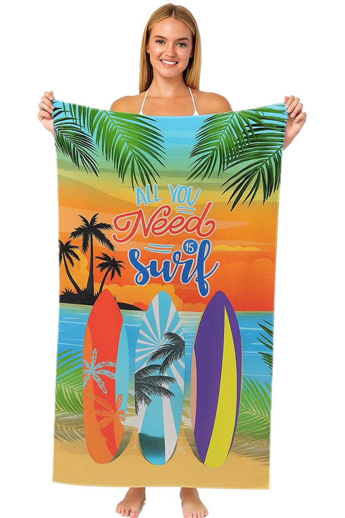 Sand Free Beach Towel – Lightweight Quick Dry Microfiber Printed Towel