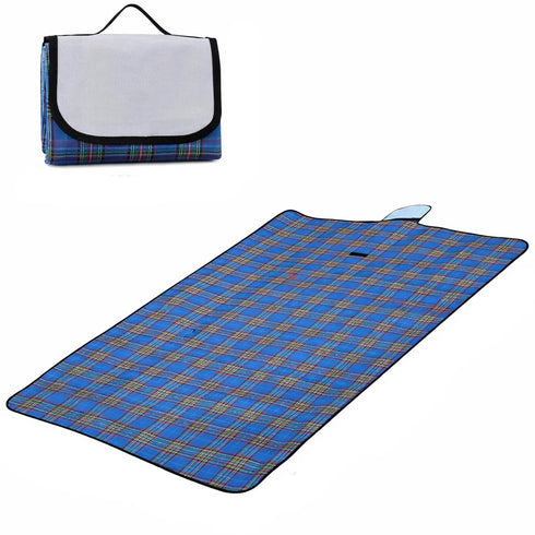 Foldable Waterproof Picnic Blanket with Handle – Large Outdoor Tartan Mat for Beach, Camping & Park