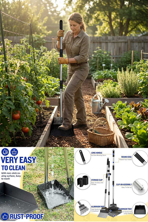 3in 1 Garden Tool Set – Rake, Shovel & Dustpan