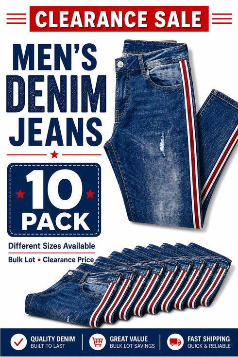 10 Pack Men’s Denim Jeans Mixed Sizes - From £6.99 Per Unit