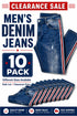 10 Pack Men’s Denim Jeans Mixed Sizes - From £6.99 Per Unit